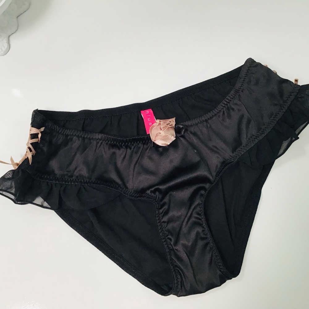 Plush Intimates Vintage Black Ruffle Panties Sz S New